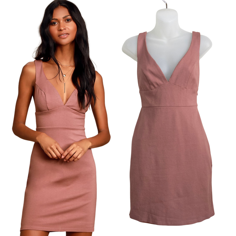 💕 Lulus Fashionably On Time Mauve Bodycon Dress Sleeveless Cutout